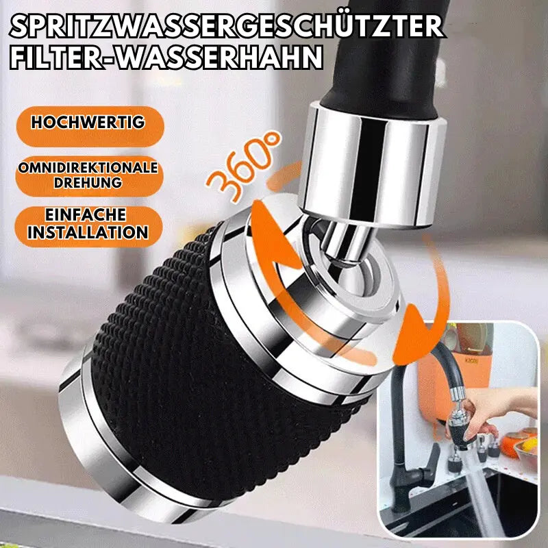 360° drehbarer Spritzwasserschutz-Wasserhahn-Aufsatz – Einfaches und sauberes Spülen Zorenza