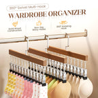 Kleiderbügel Holz drehbar mit Clips für Kleiderschrank-Organisation -    Zorenza