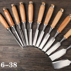 Stechbeitel Set 12-teilig Chrom-Vanadium Stahl mit Buchenholz Griffen -    Zorenza