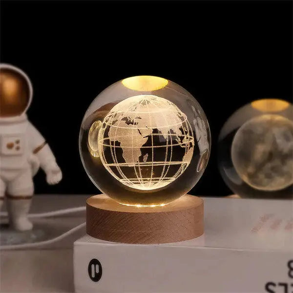 3D Gravierte Kristallkugel-Lampe – Warmes LED-Nachtlicht Zorenza