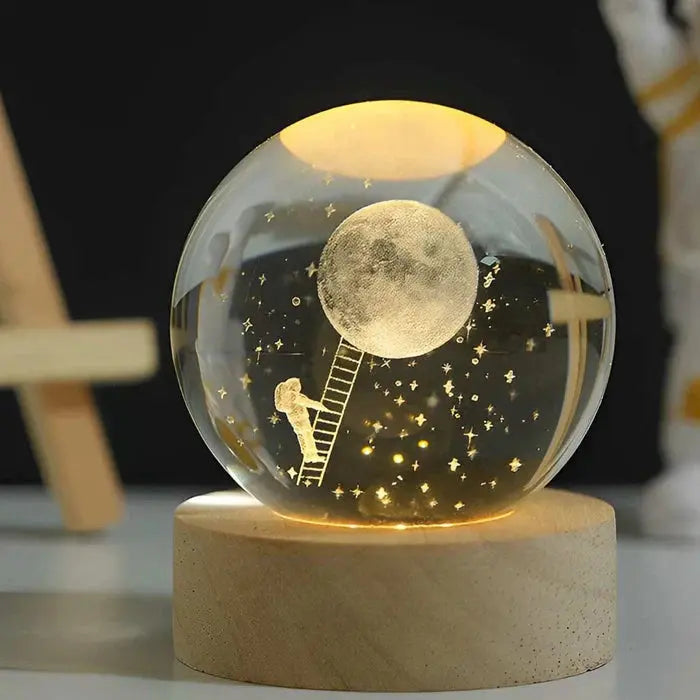 3D Gravierte Kristallkugel-Lampe – Warmes LED-Nachtlicht Zorenza