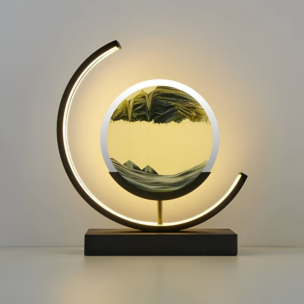 LED-Sandlampe mit dimmbarem Licht und rotierender Sandskulptur -    Zorenza