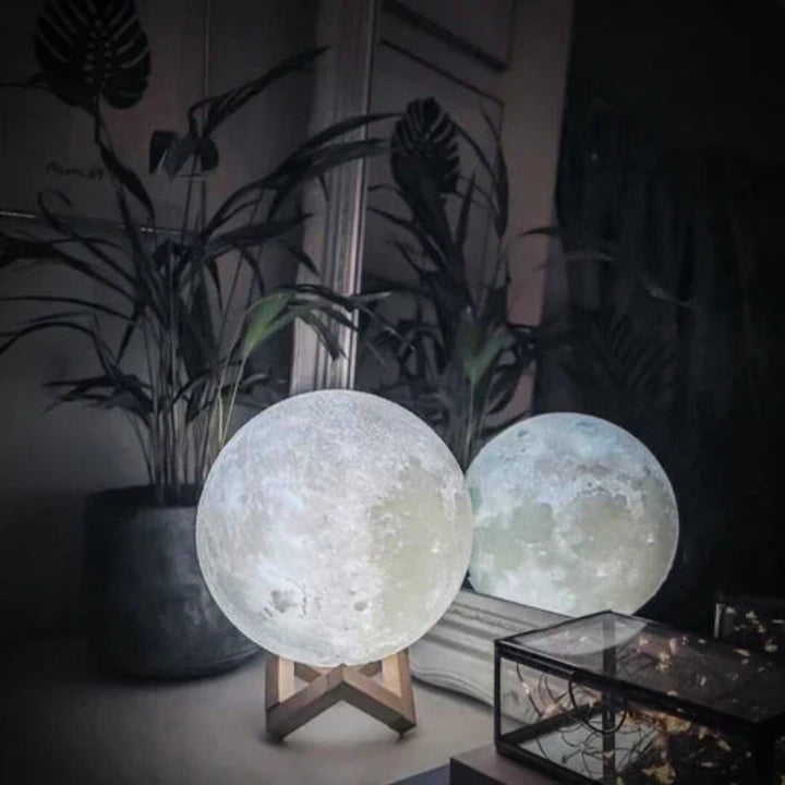 Mondlampe mit Touch-Steuerung und Holzständer -    Zorenza