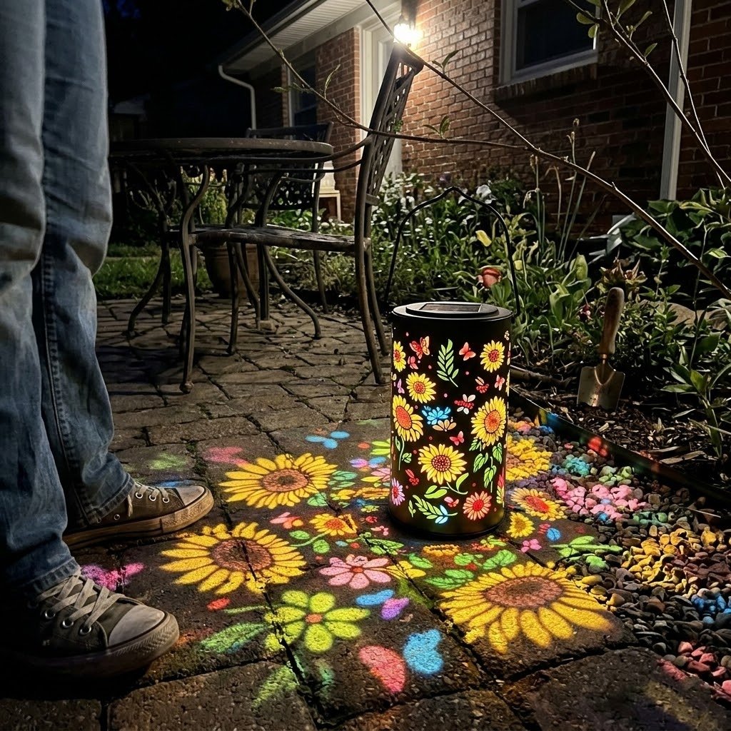 Solar-Gartenlaterne mit Blütenmuster - Warmes & buntes Licht -    Zorenza