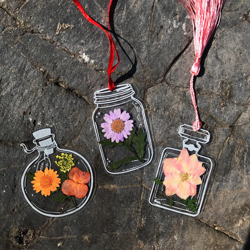 Trockenblumen-Lesezeichen-Set – 30 Stück mit Quaste Zorenza
