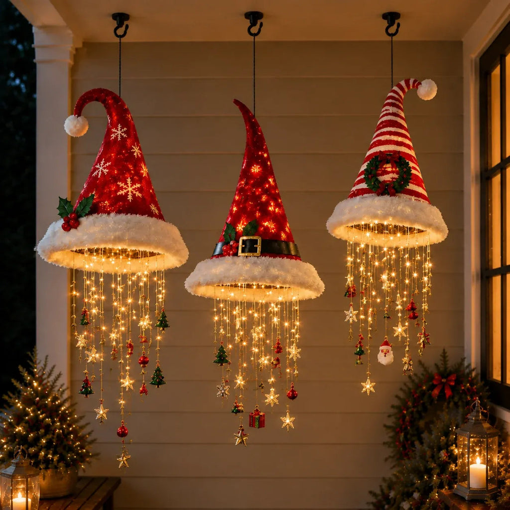 Weihnachtsmütze Lichterkette hängend – Beleuchtet mit Anhängern -    Zorenza