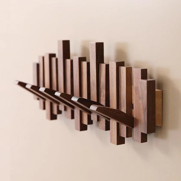 Holz-Wandhaken Piano-Stil – Ordnung für Jacken, Taschen & Accessoires -    Zorenza