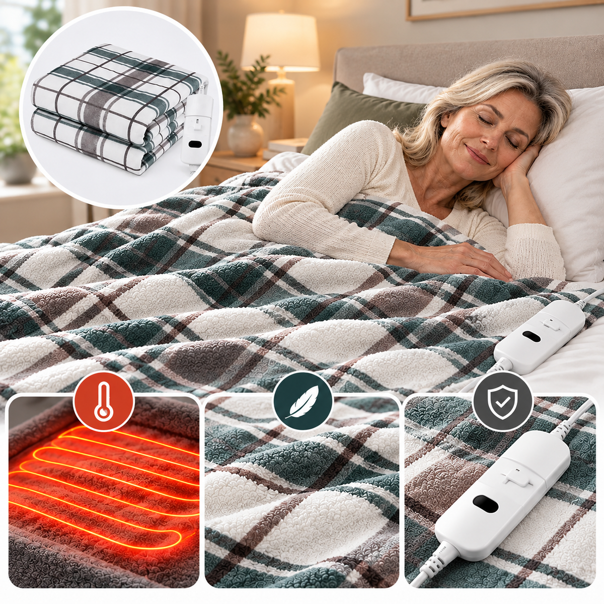 Elektrische Heizdecke mit automatischem Thermostat -    Zorenza