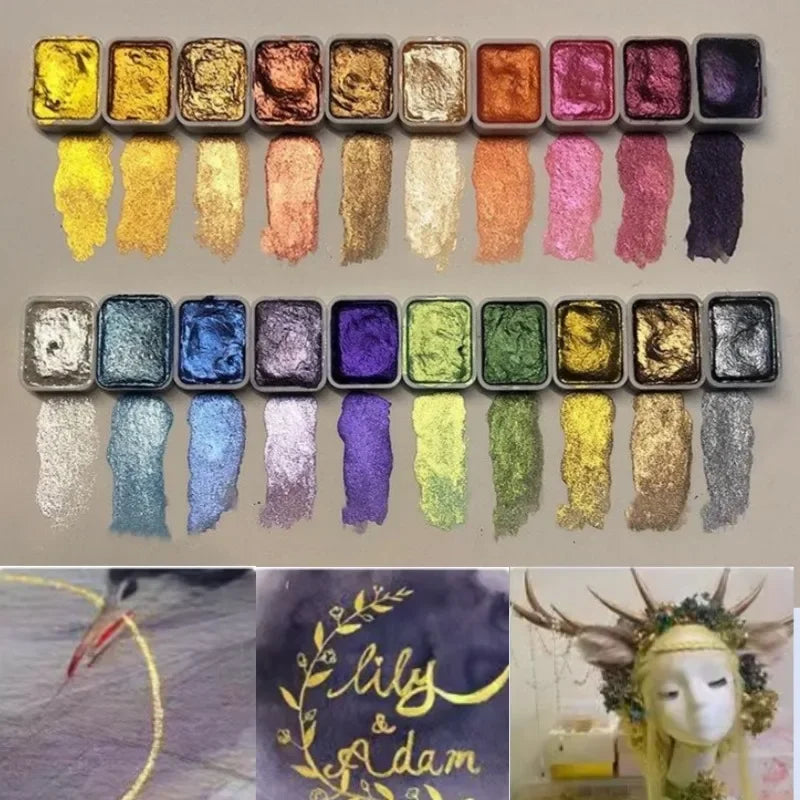 Perlglanz-Pigment-Set mit 10 Farben & Mischpalette Zorenza