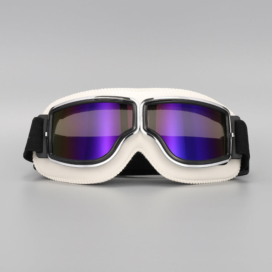 Motorradbrille Vintage-Design mit verstellbarem Gummiband -    Zorenza