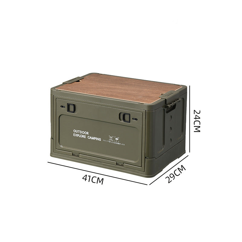 Faltbare Aufbewahrungsbox mit Holzdeckel für Camping -    Zorenza