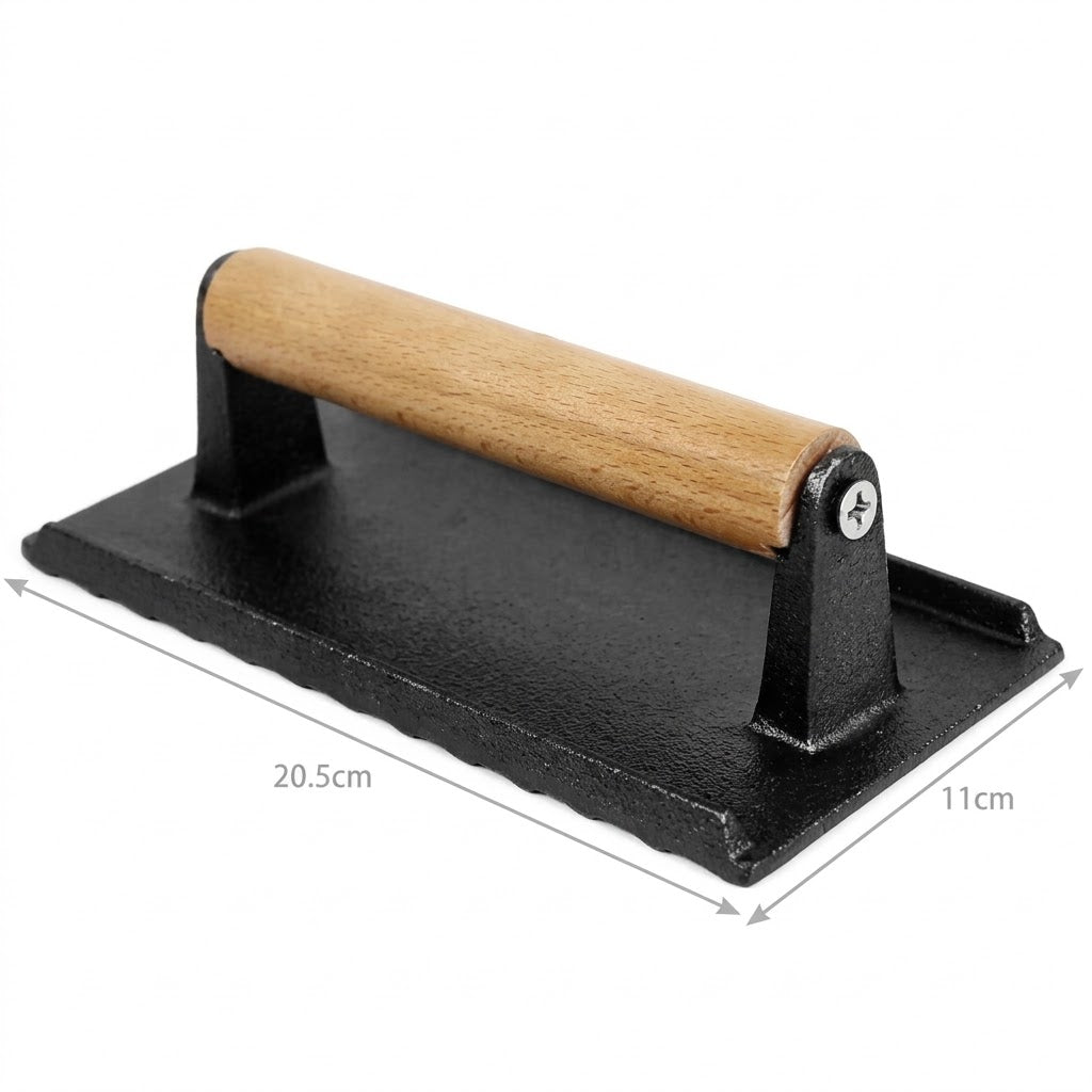 Grillpresse Gusseisen mit Holzgriff -    Zorenza