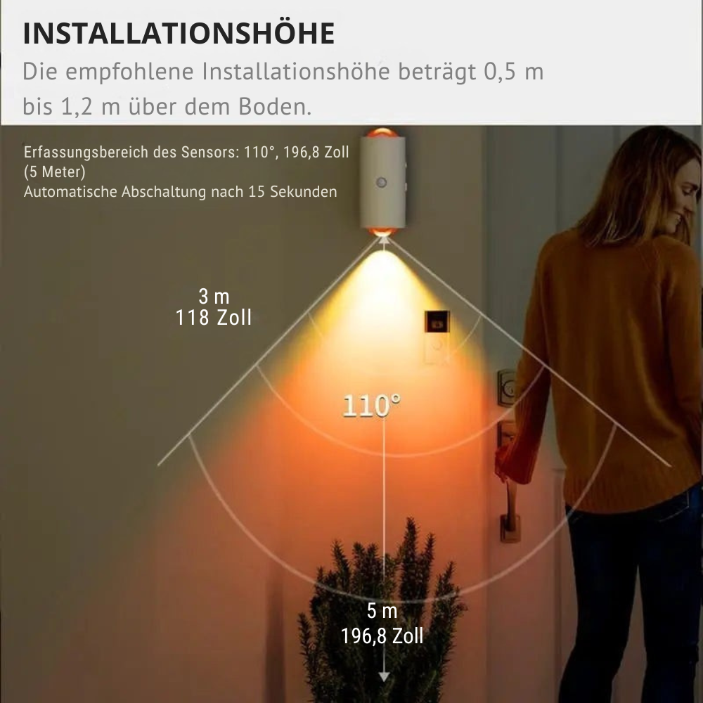 LED-Wandleuchte mit Bewegungsmelder – Farbwechsel -    Zorenza