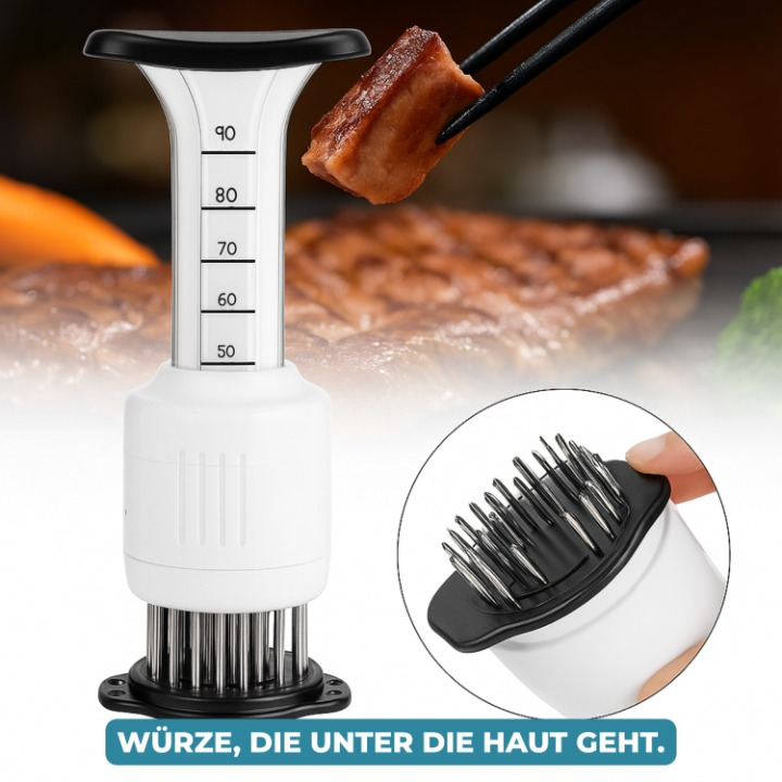 Marinadenspritze Edelstahl mit Zartmacher-Klingen -    Zorenza