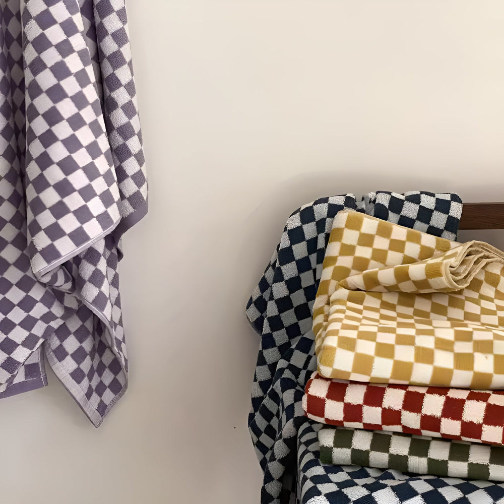 Handtuch Baumwolle mit Schachbrettmuster – Retro-Design -    Zorenza