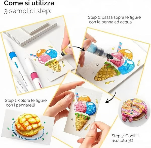 3D-Schaum-Malset mit Strukturpapier und Zubehör -    Zorenza
