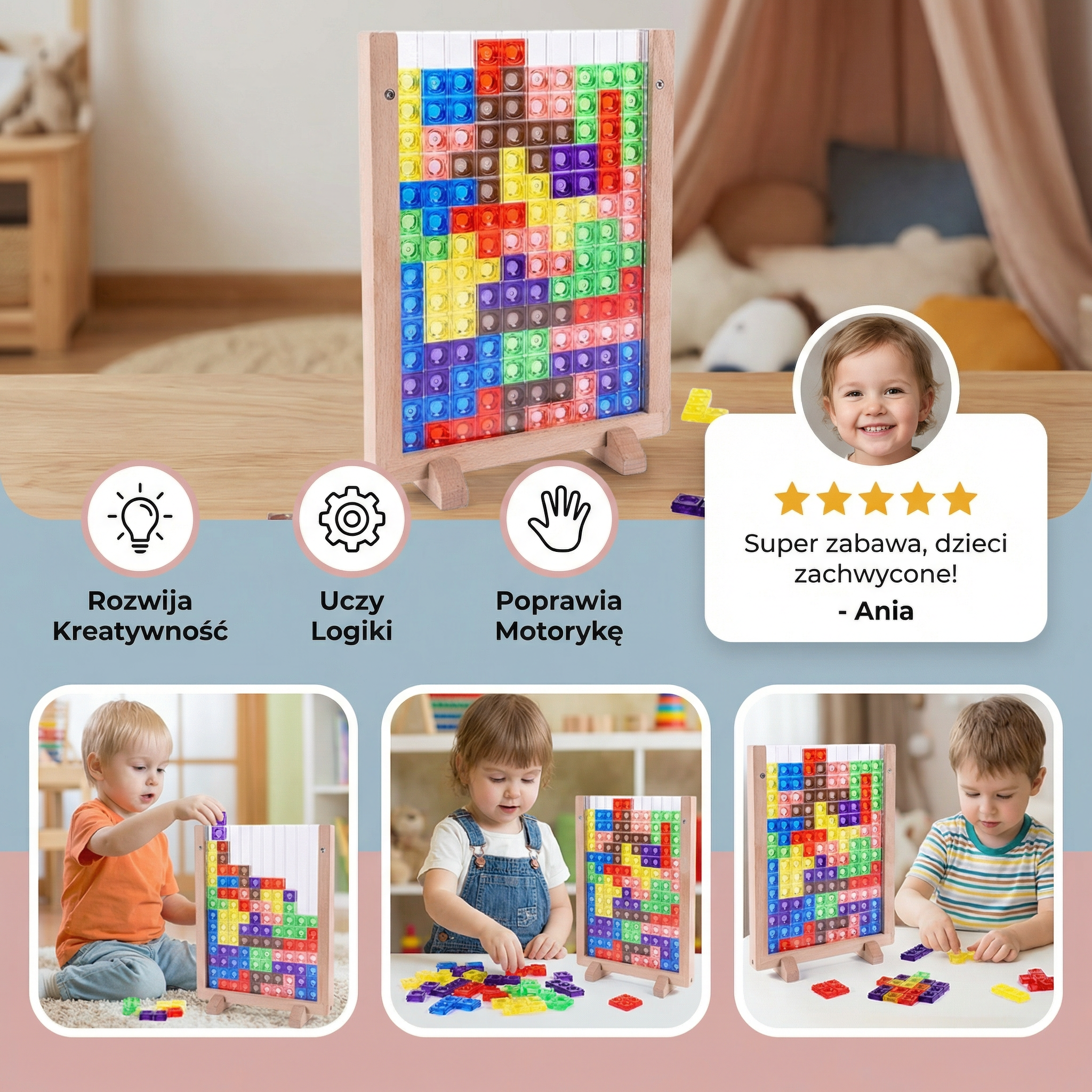 Puzzle-Bausteine aus Holz für Kinder ab 2 Jahren -    Zorenza