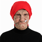 Latexmaske Oma faltiges Gesicht mit roter Kopfbedeckung -    Zorenza