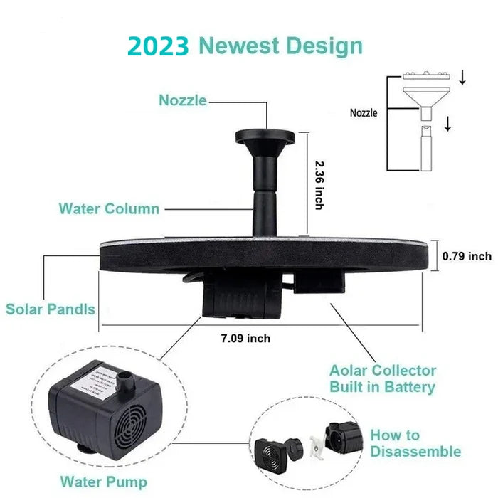 Solar-Springbrunnenpumpe mit 8 Düsenaufsätzen -    Zorenza