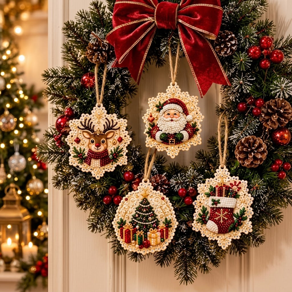 Diamond Painting Weihnachtsanhänger Set 6-teilig -    Zorenza