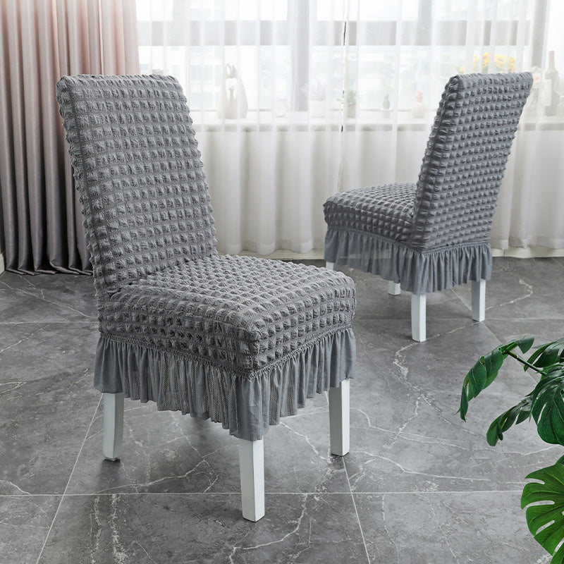 Stuhlhussen mit Rüschenvolant – Jacquard-Velours -    Zorenza