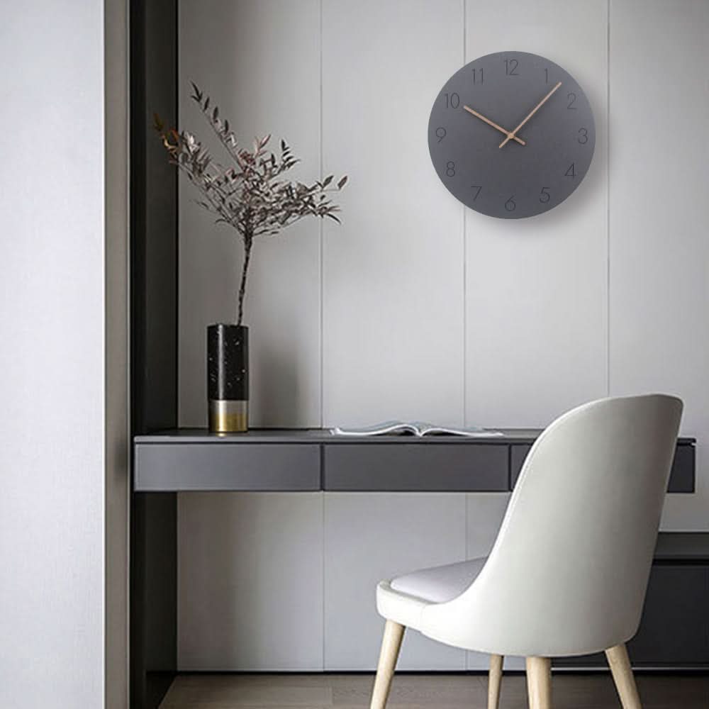 Wanduhr Geräuschlos Skandinavisch – MDF mit Walnuss-Zeigern -    Zorenza