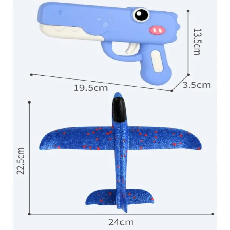 Flugzeug-Abschussgerät Dino mit Schaumstoff-Flugzeug -    Zorenza