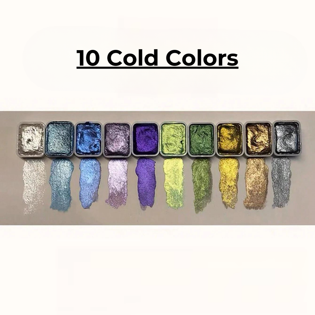 Perlglanz-Pigment-Set mit 10 Farben & Mischpalette Zorenza
