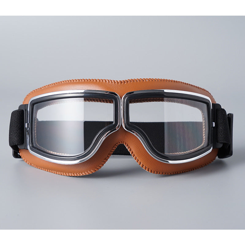Motorradbrille Vintage-Design mit verstellbarem Gummiband -    Zorenza