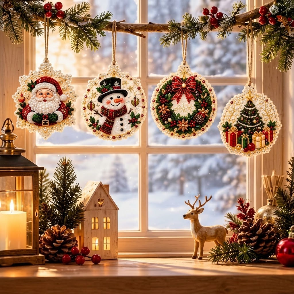 Diamond Painting Weihnachtsanhänger Set 6-teilig -    Zorenza