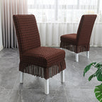 Stuhlhussen mit Rüschenvolant – Jacquard-Velours -    Zorenza