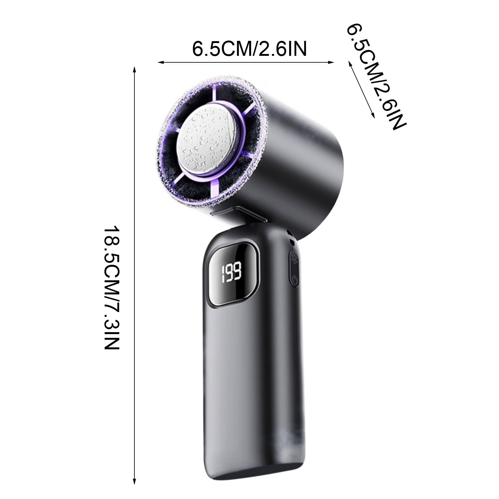 Turbo-Handventilator mit Eis-Kühlfunktion und LED-Display -    Zorenza