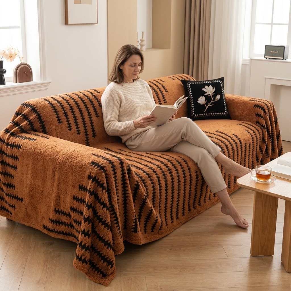 Sofaüberwurf Plüsch rutschfest -    Zorenza