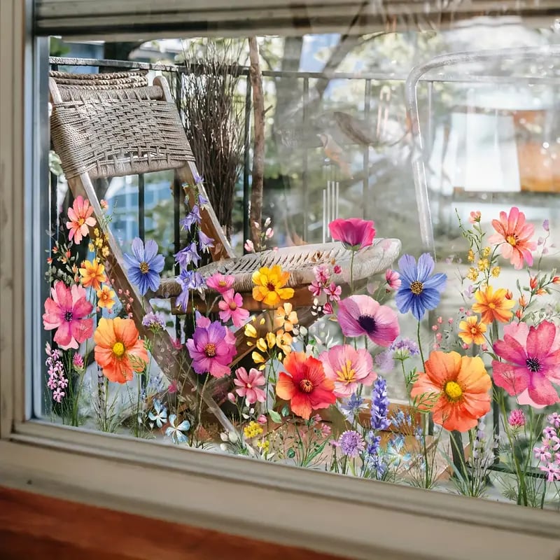 Fensteraufkleber mit Blumen- und Schmetterlingmotiven Zorenza