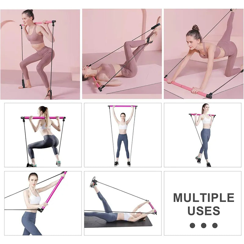 Pilates-Stange mit Widerstandsbändern – Tragbares Fitness-Set -    Zorenza