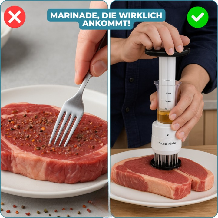 Marinadenspritze Edelstahl mit Zartmacher-Klingen -    Zorenza