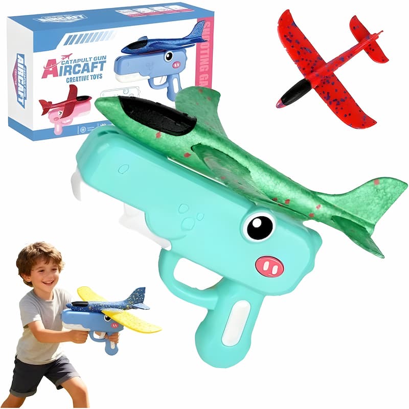Flugzeug-Abschussgerät Dino mit Schaumstoff-Flugzeug -    Zorenza