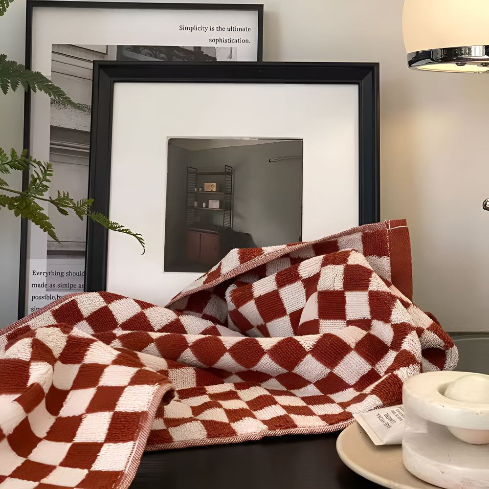 Handtuch Baumwolle mit Schachbrettmuster – Retro-Design -    Zorenza