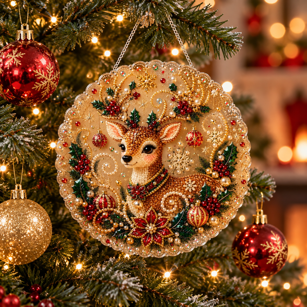 Diamond-Art Weihnachtsornament-Bastelset mit Strass und Perlen -    Zorenza