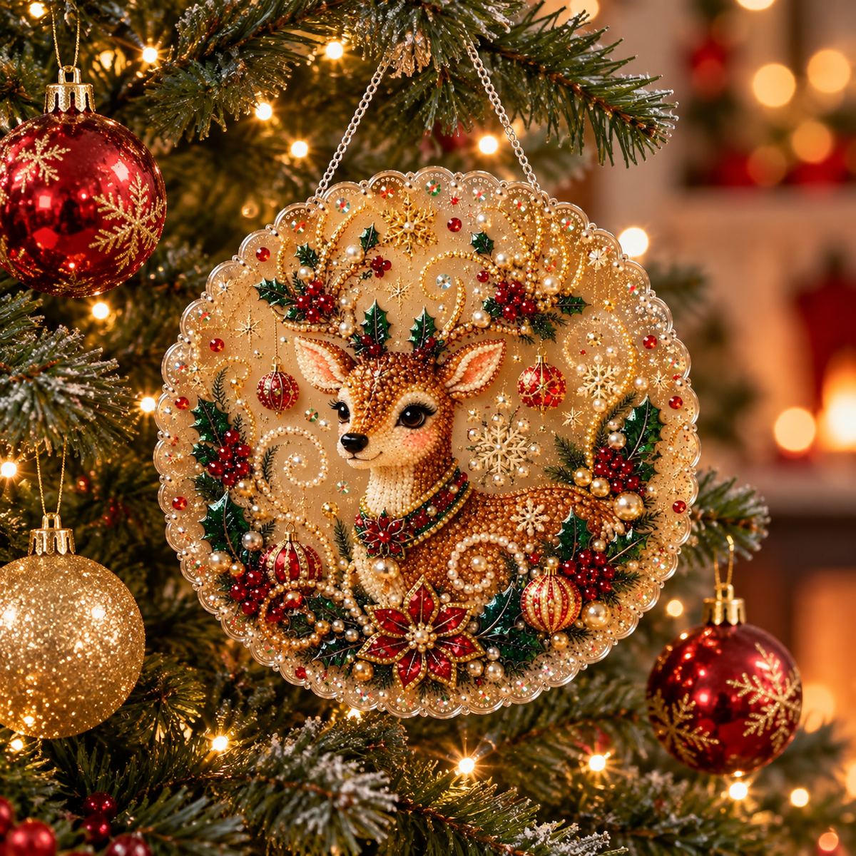 Diamond-Art Weihnachtsornament-Bastelset mit Strass und Perlen -    Zorenza