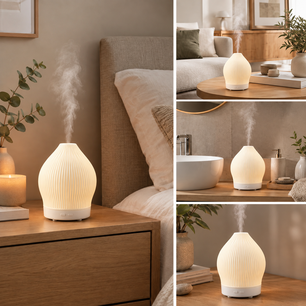 Aroma-Diffusor Glas Rosenquarz-Optik mit Nano-Nebel und Lichtstimmung -    Zorenza