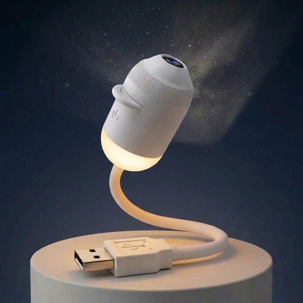 Holografischer USB-Sternenhimmel-Projektor mit 12 Motiven und flexiblem Schwanenhals -    Zorenza