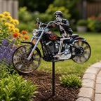 Motorrad-Windrad mit Skelett-Fahrer für Garten -    Zorenza