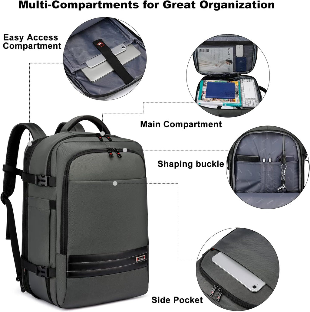 Erweiterbarer Reiserucksack 45-55L mit Laptopfach – Wasserdicht -    Zorenza