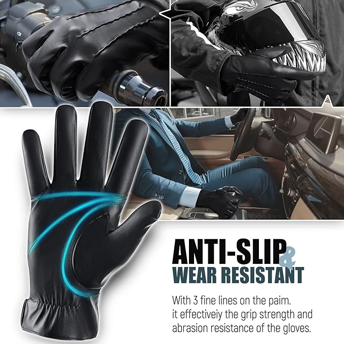 Leder-Touchscreen-Handschuhe mit Kaschmir-Fütterung -    Zorenza