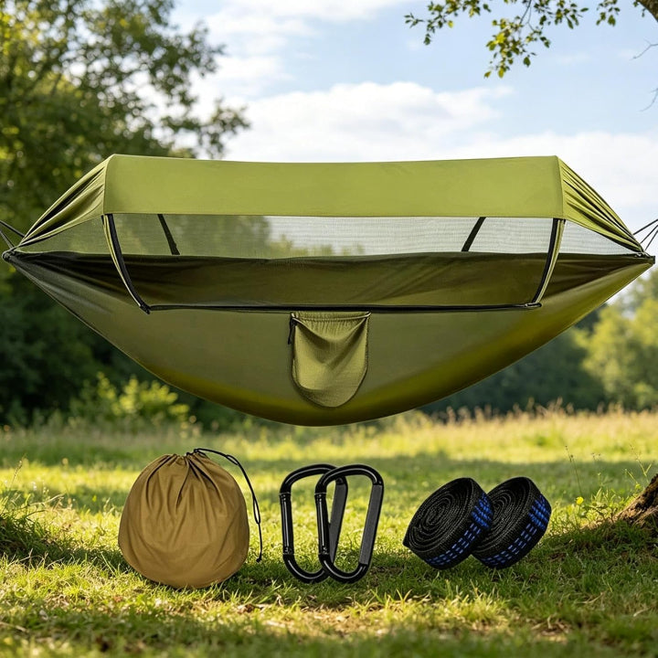 Outdoor-Hängematte mit Moskitonetz und Sonnenschutz -    Zorenza