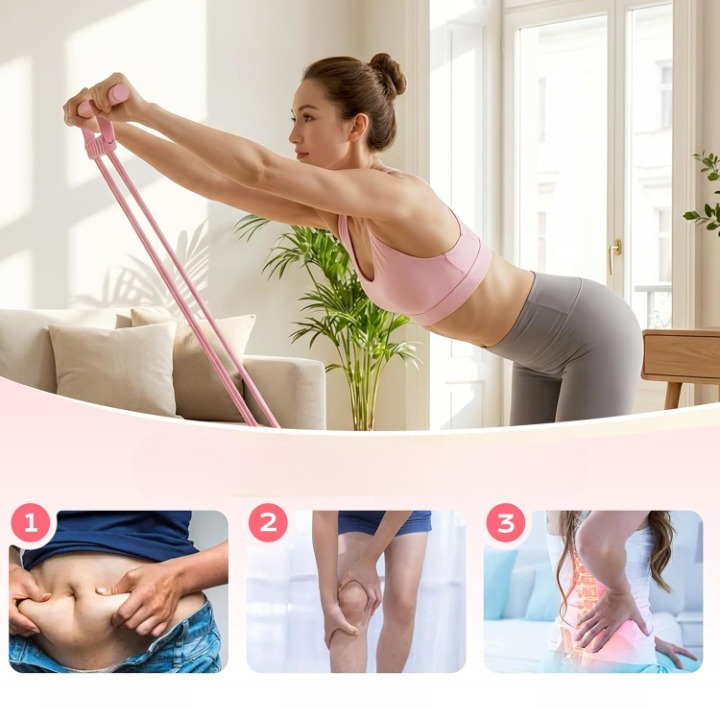Fitnessband mit Fußstützen — Ganzkörper-Training für Zuhause, Lila & Rosa -    Zorenza