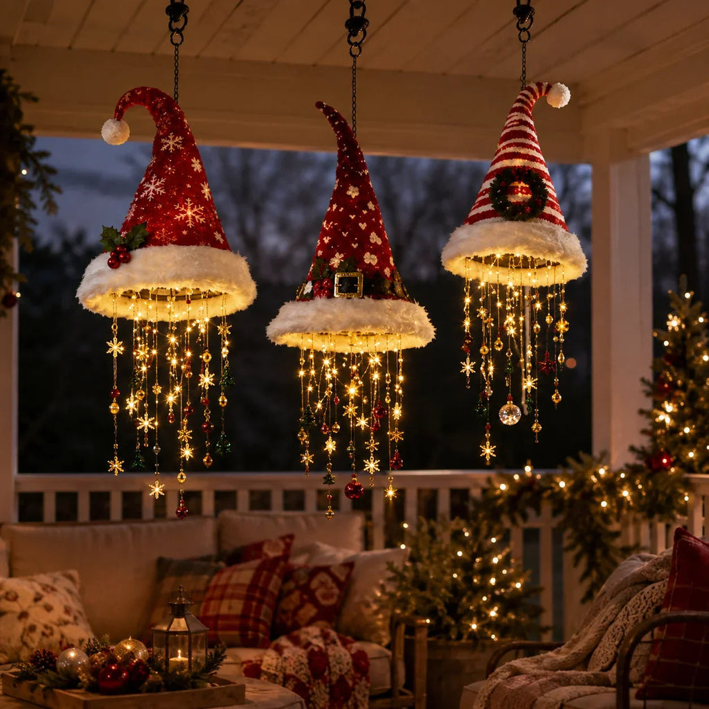 Weihnachtsmütze Lichterkette hängend – Beleuchtet mit Anhängern -    Zorenza