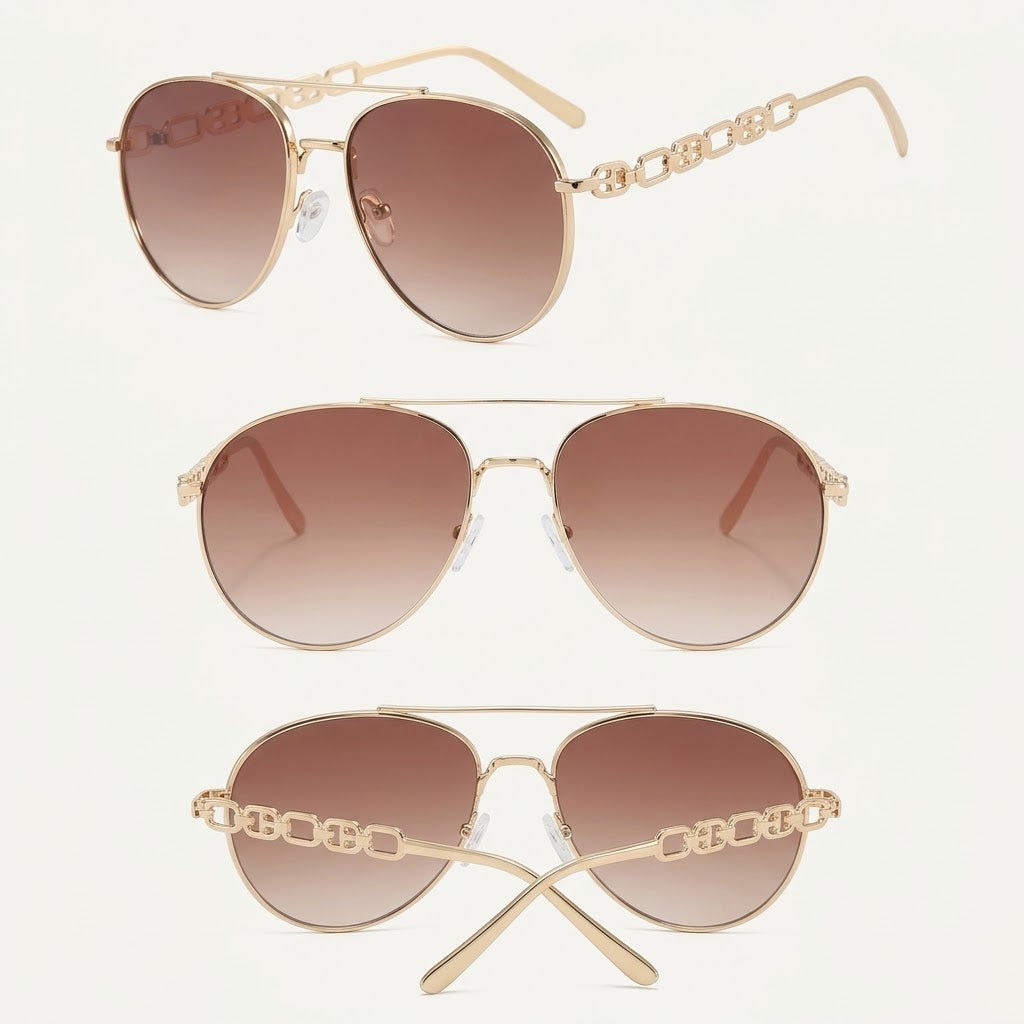 Sonnenbrille mit Kettendetail – Polarisiert mit UV400-Schutz -    Zorenza