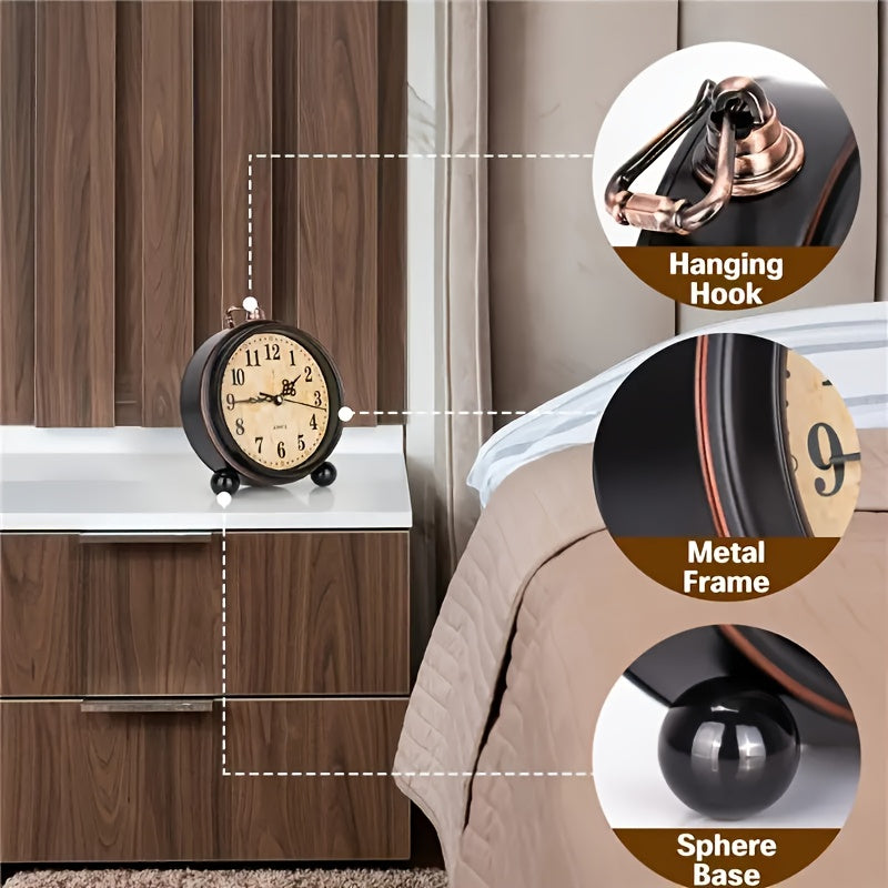 Wecker Retro Metall mit stillem Quarz-Uhrwerk -    Zorenza